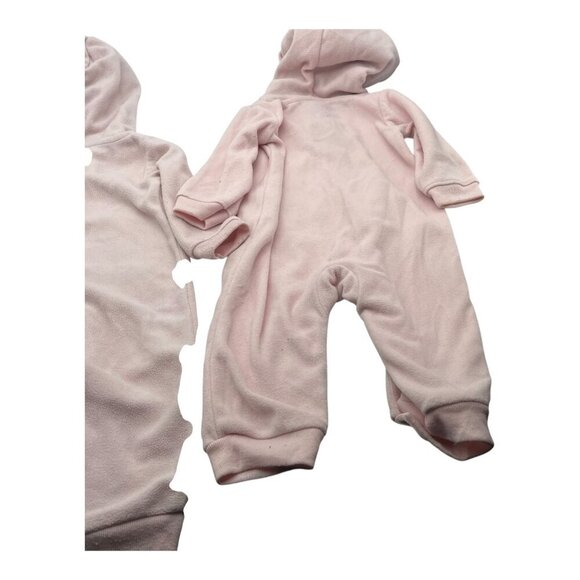Lot Of 2 Carter’s Baby Hooded Fleece One Piece 6-9M Heart Pink Floral Pocket - Picture 16 of 16